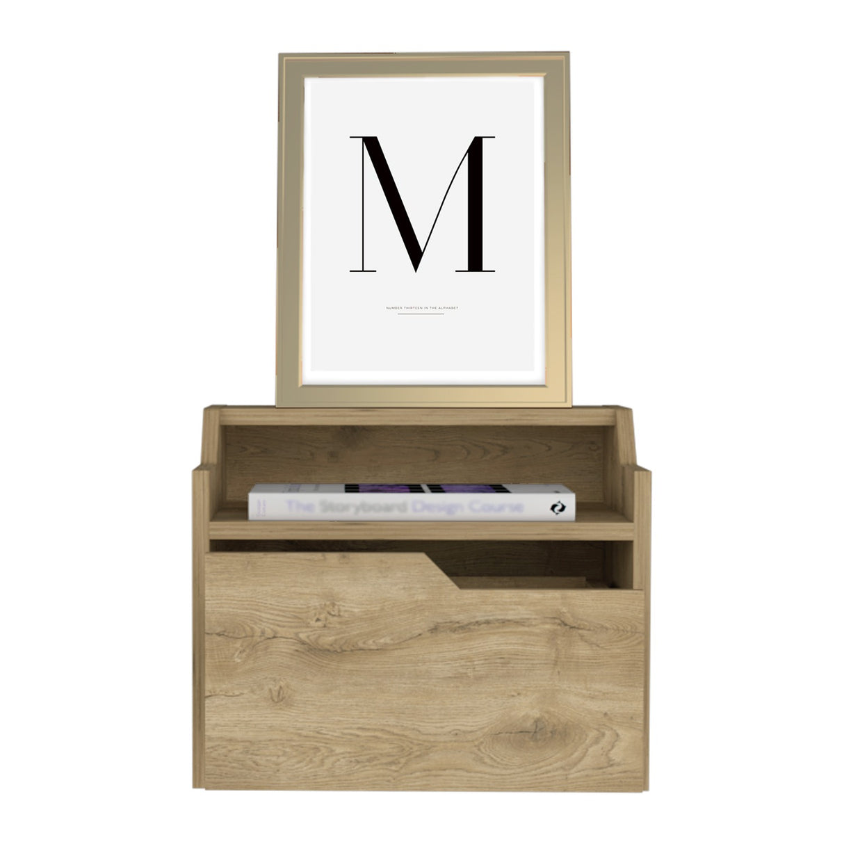 Mesa de Noche Busan 40x33cm Macadamia Flotante con Un Cajón - Mesas de Noche | Bylmo