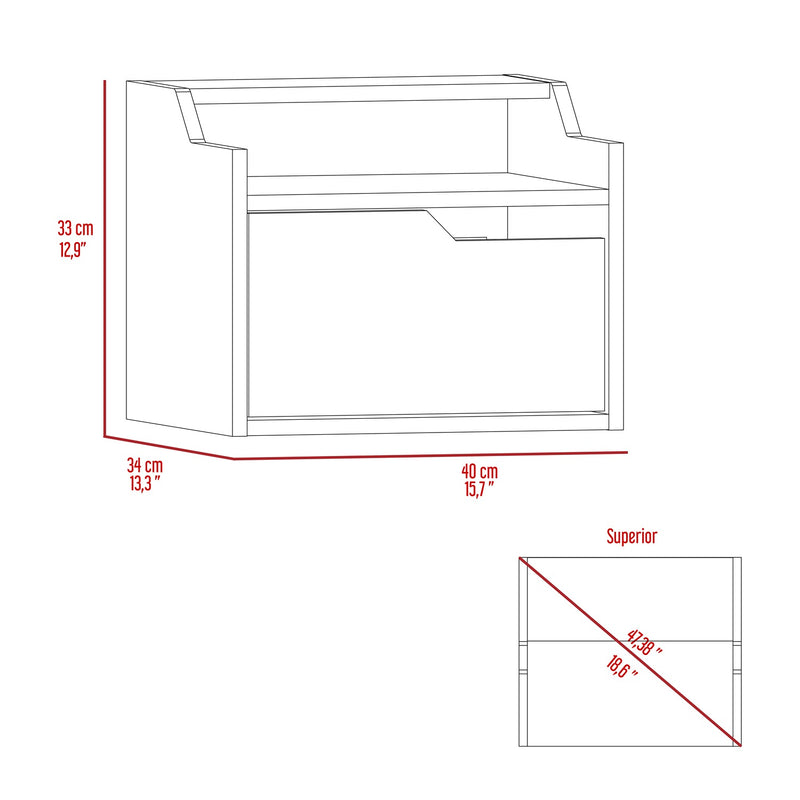 Mesa De Noche Busan 40x33cm Wengue Flotante Con Un Cajón