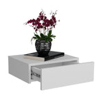 Mesa De Noche Milano Flotante 40x13cm Blanco Minimalista Con Un Cajón