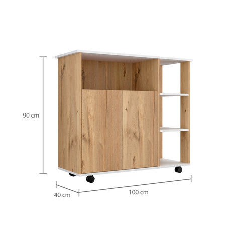 Mueble Auxiliar de Cocina Bi Color 100x90 cm Duna Blanco con 3 Entrepaños - Barras y Muebles Auxiliares | Bylmo