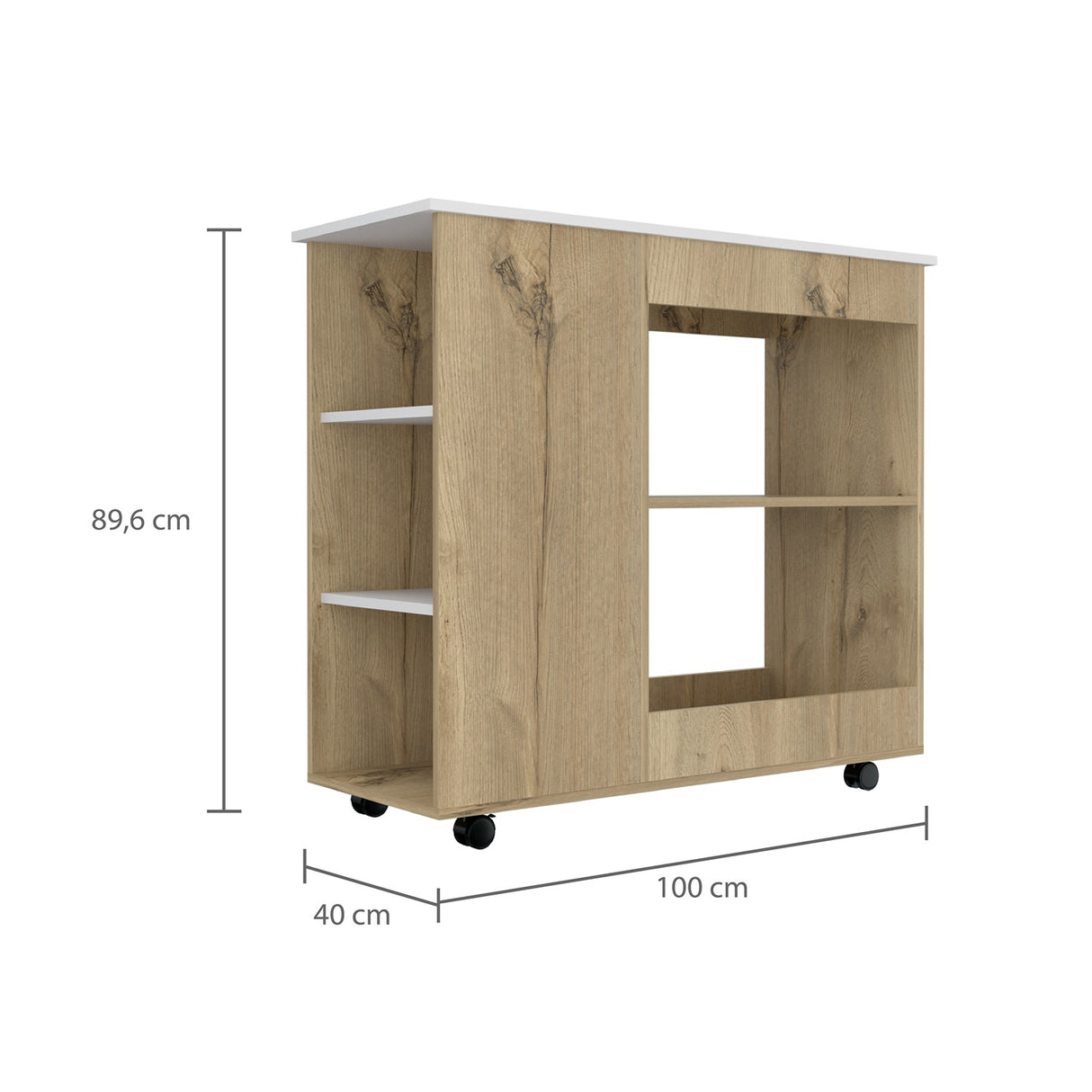 Mueble Auxiliar de Cocina Bi Color 100x90 cm Duna Blanco con 3 Entrepaños - Barras y Muebles Auxiliares | Bylmo