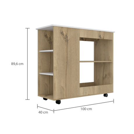 Mueble Auxiliar de Cocina Bi Color 100x90 cm Duna Blanco con 3 Entrepaños - Barras y Muebles Auxiliares | Bylmo