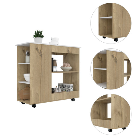 Mueble Auxiliar de Cocina Bi Color 100x90 cm Duna Blanco con 3 Entrepaños - Barras y Muebles Auxiliares | Bylmo