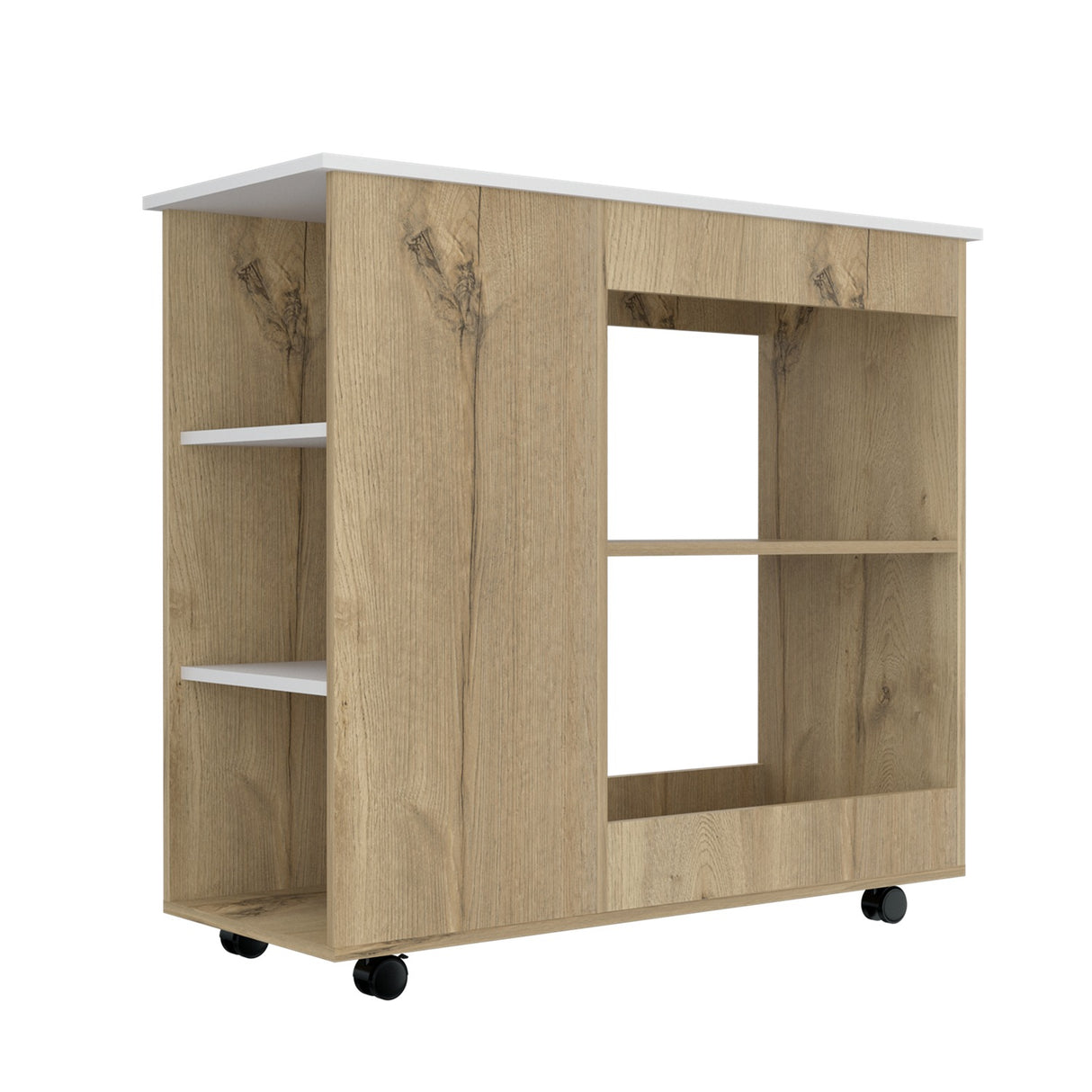 Mueble Auxiliar de Cocina Bi Color 100x90 cm Duna Blanco con 3 Entrepaños - Barras y Muebles Auxiliares | Bylmo