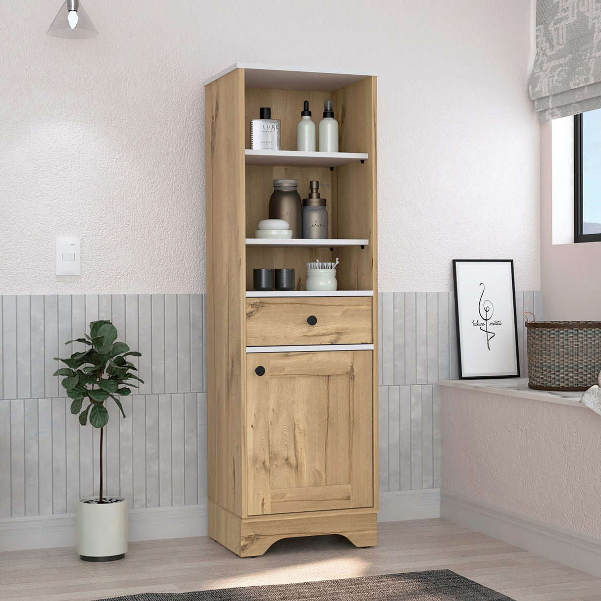 Mueble para Baño Bi Color Duna 44x141.6cm con 1 Cajón y 5 Entrepaños - Muebles para Baño | Bylmo