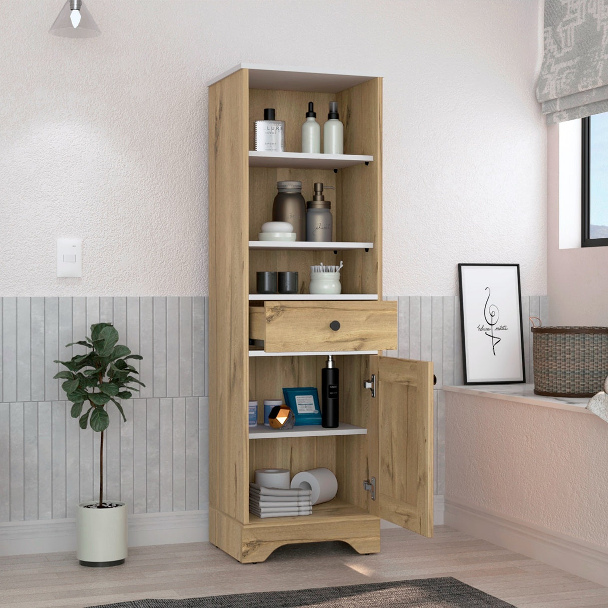 Mueble para Baño Bi Color Duna 44x141.6cm con 1 Cajón y 5 Entrepaños - Muebles para Baño | Bylmo
