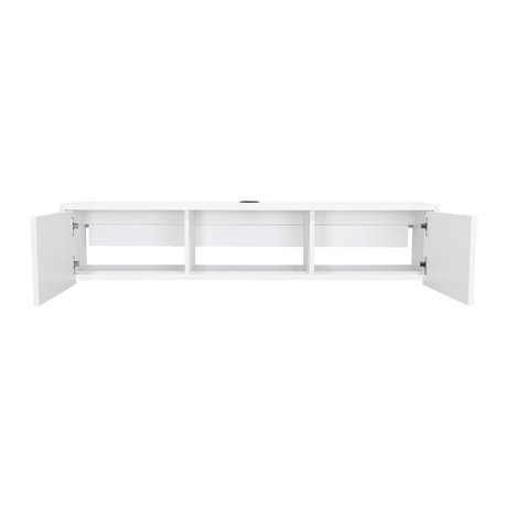 Repisa para TV Glen 125.1x26.8cm Blanco Flotante con Dos Cajones - Muebles de TV | Bylmo