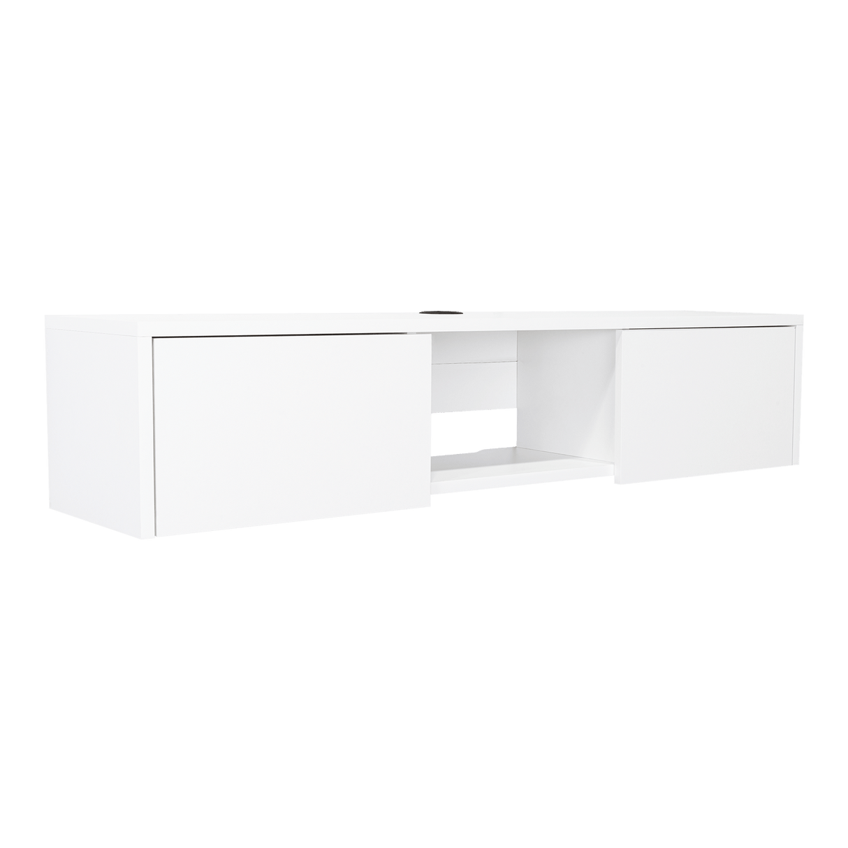 Repisa para TV Glen 125.1x26.8cm Blanco Flotante con Dos Cajones - Muebles de TV | Bylmo