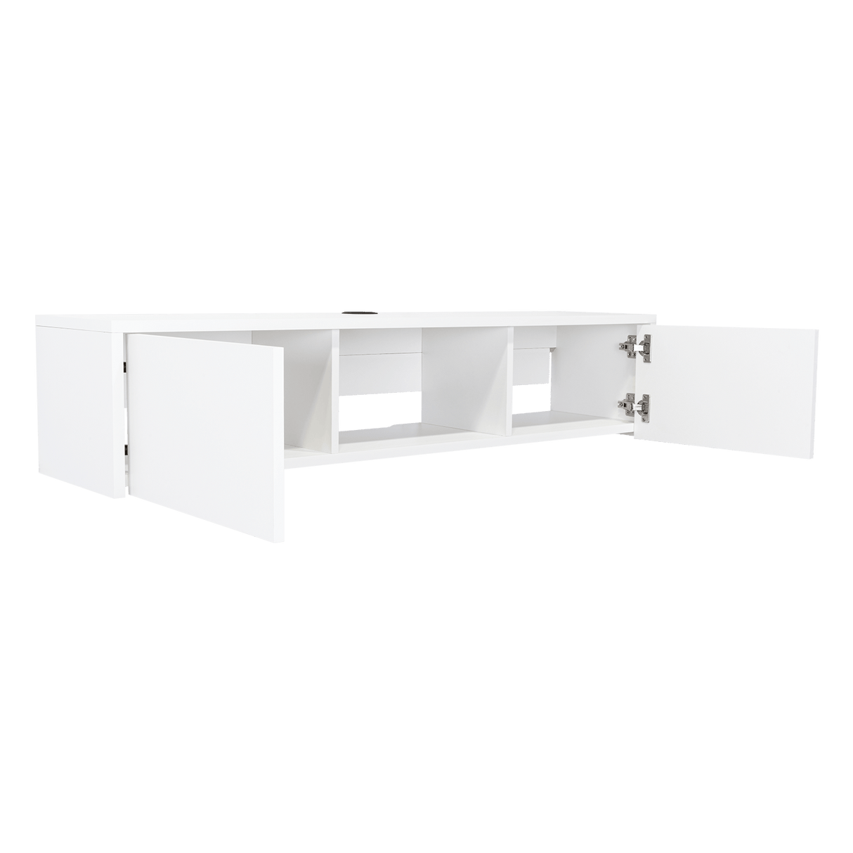 Repisa para TV Glen 125.1x26.8cm Blanco Flotante con Dos Cajones - Muebles de TV | Bylmo
