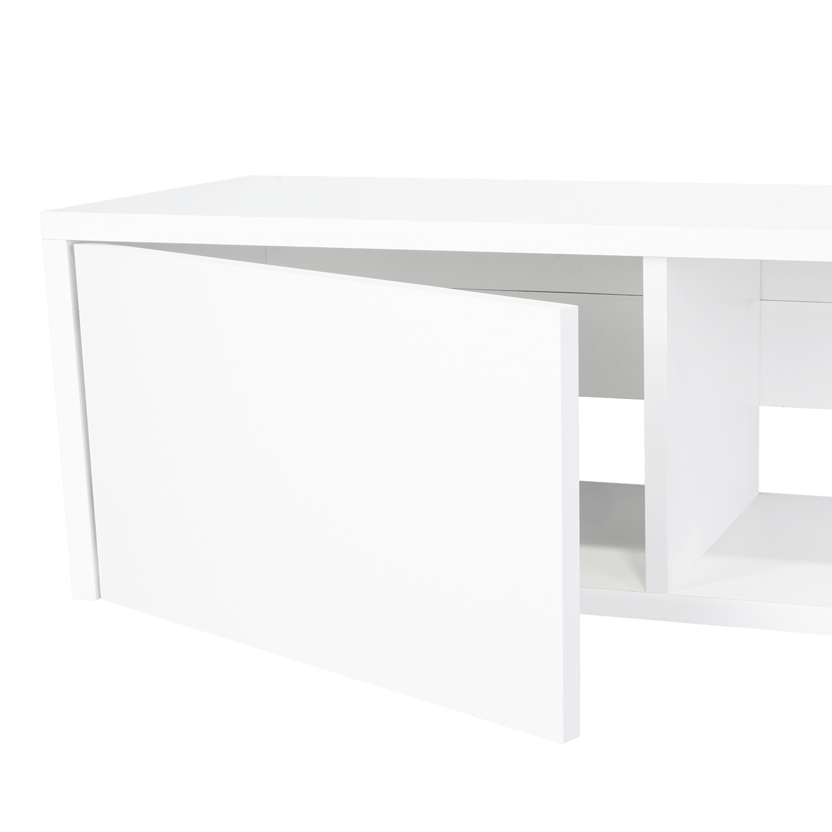 Repisa para TV Glen 125.1x26.8cm Blanco Flotante con Dos Cajones