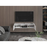 Repisa para TV Glen 125.1x26.8cm Blanco Flotante con Dos Cajones