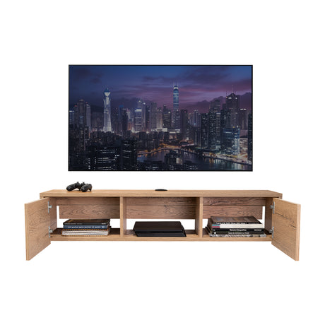 Repisa para TV Glen 125.1x26.8cm Macadamia Flotante para TV Más de 85 pulgadas - Muebles de TV | Bylmo