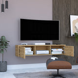 Repisa para TV Glen 125.1x26.8cm Macadamia Flotante para TV Más de 85 pulgadas - Muebles de TV | Bylmo