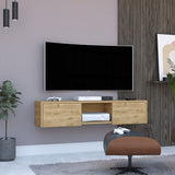 Repisa para TV Glen 125.1x26.8cm Macadamia Flotante para TV Más de 85 pulgadas - Muebles de TV | Bylmo