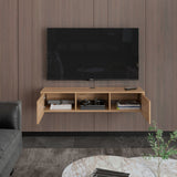 Repisa para TV Glen 125.1x26.8cm Macadamia Flotante para TV Más de 85 pulgadas - Muebles de TV | Bylmo