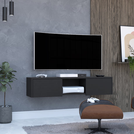 Repisa para TV Glen 125.1x26.8cm Wengue Flotante para TV Más de 85 pulgadas - MUEBLES DE TV | Bylmo