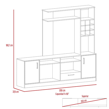 Centro de Entretenimiento Kava Beijing 200x180.7cm para TV de 60 Pulgadas - Muebles de TV | Bylmo