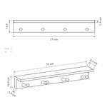 Repisa Perchero Rectangular Rústico Orden Y Calidez En Tu Espacio 75 Cm