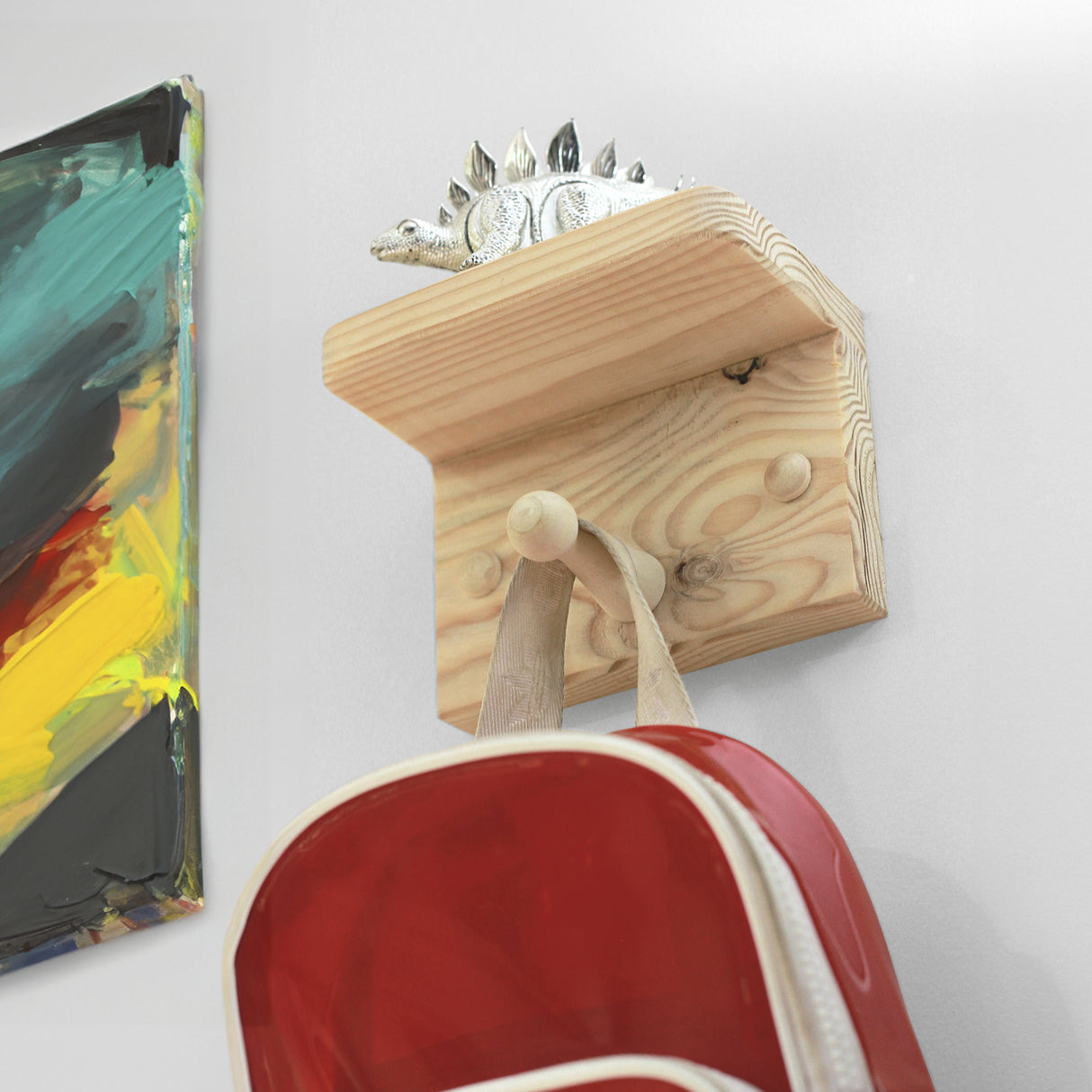 Repisa Perchero Rectangular en Madera natural rústica 15 cm - Repisas y Percheros | Bylmo