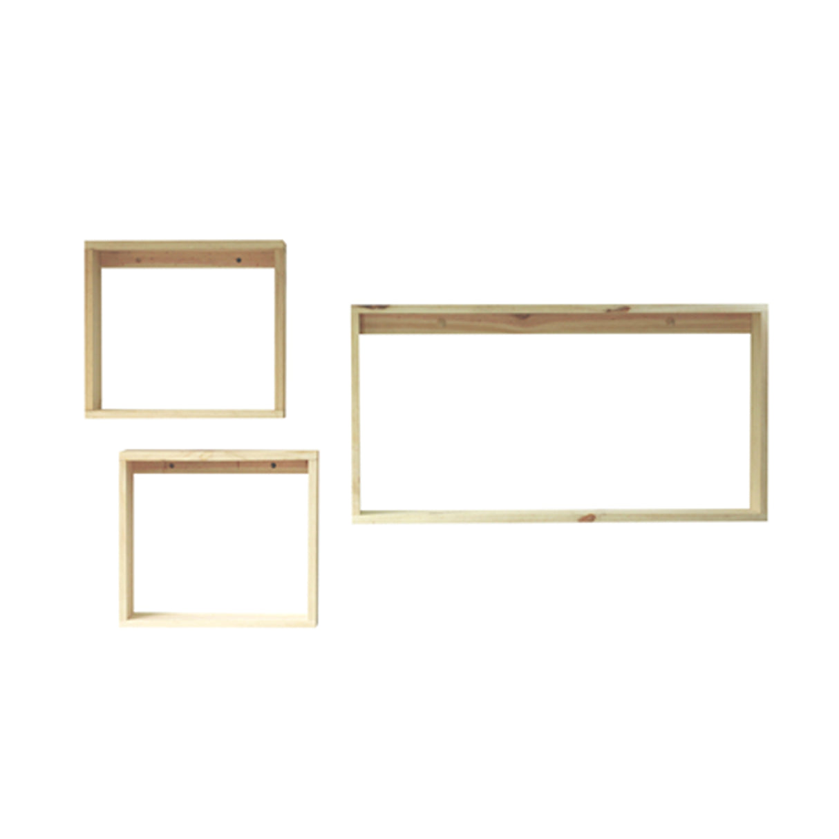 Set Repisas X 3 Rústicas Pino Radiata tipo Cubo rectangular y cuadradas 75 cm y 35 cm - Repisas y Percheros | Bylmo