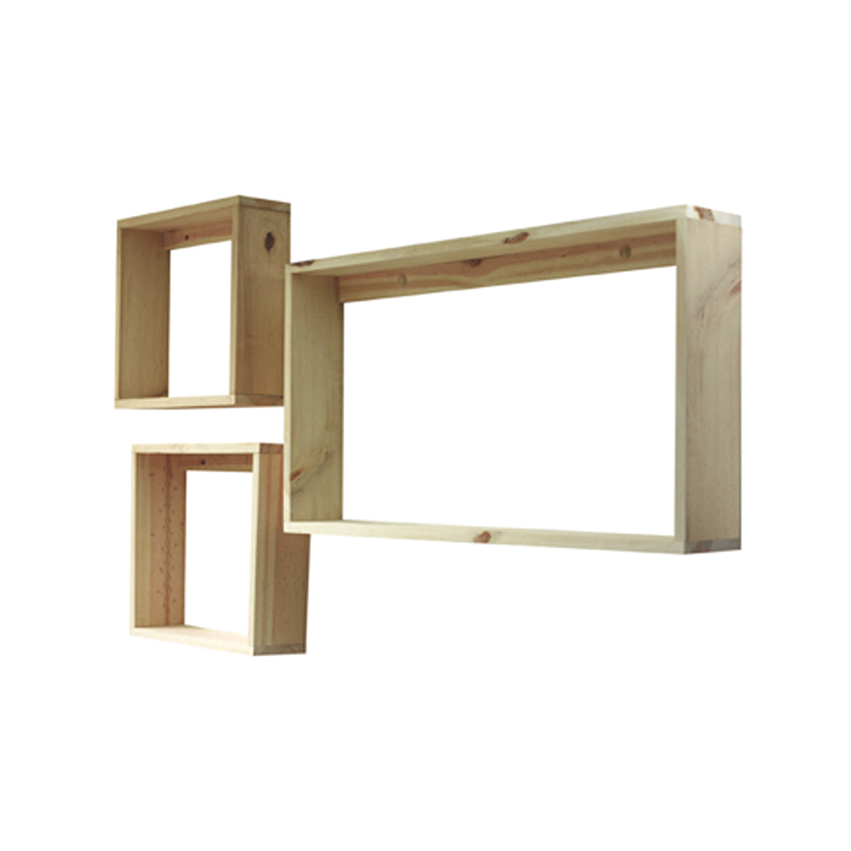 Set Repisas X 3 Rústicas Pino Radiata tipo Cubo rectangular y cuadradas 75 cm y 35 cm - Repisas y Percheros | Bylmo