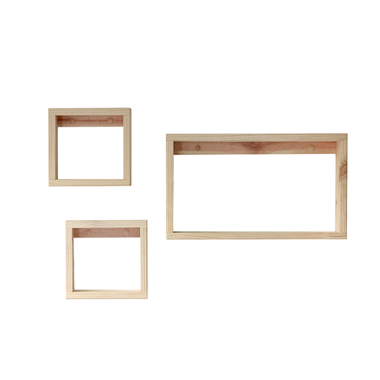 Set Repisas X 3 Rústicas Pino Radiata tipo Cubo rectangular y cuadradas 50 cm y 22.5 cm - Repisas y Percheros | Bylmo