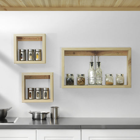 Set Repisas X 3 Rústicas Pino Radiata tipo Cubo rectangular y cuadradas 50 cm y 22.5 cm - Repisas y Percheros | Bylmo
