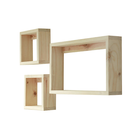 Set Repisas X 3 Rústicas Pino Radiata tipo Cubo rectangular y cuadradas 50 cm y 22.5 cm - Repisas y Percheros | Bylmo