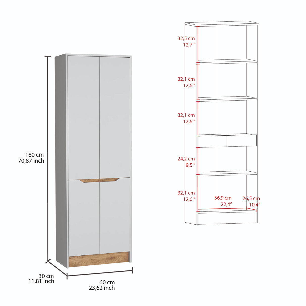Alacena Soler Blanco 60x180cm 4 Puertas - Alacenas y Muebles Microondas | Bylmo