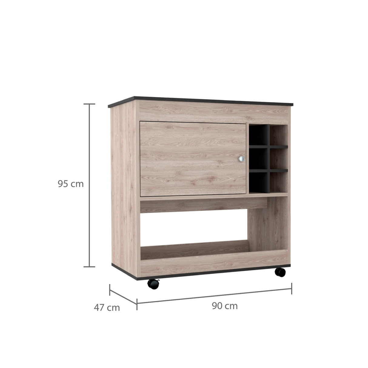 Bar Bajo Bi Color 90x95cm Ceniza con Portabotellas - Bares | Bylmo