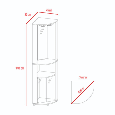 Bar Esquinero Chicago Wengue 45x189.9cm Con Colgador de Copas - Bares | Bylmo