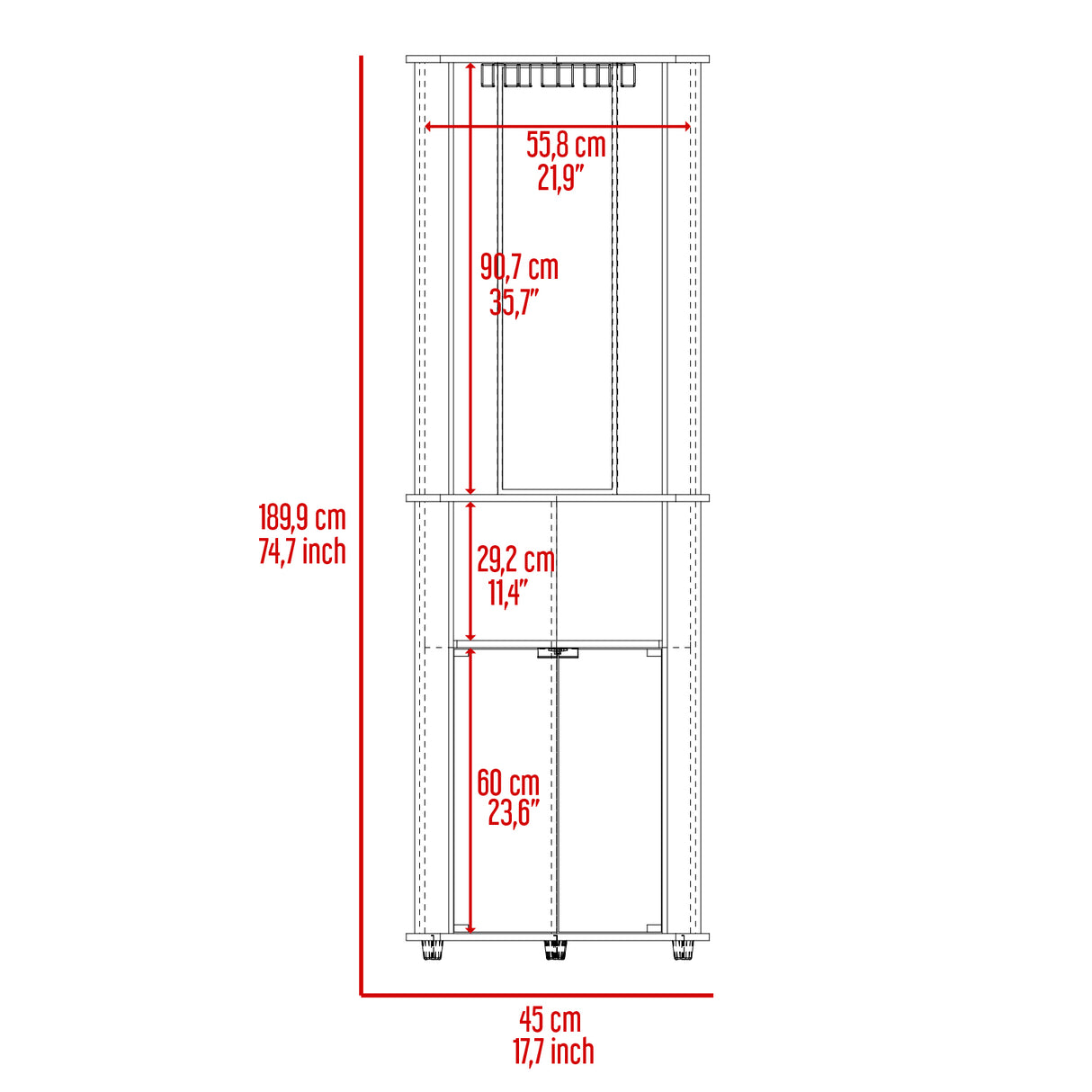 Bar Esquinero Chicago Blanco 45x189.9cm Con Colgador de Copas - Bares | Bylmo