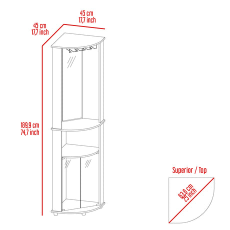 Bar Esquinero Chicago Blanco 45x189.9cm Con Colgador de Copas - Bares | Bylmo