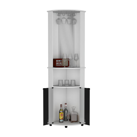 Bar Esquinero Chicago Blanco 45x189.9cm Con Colgador de Copas - Bares | Bylmo