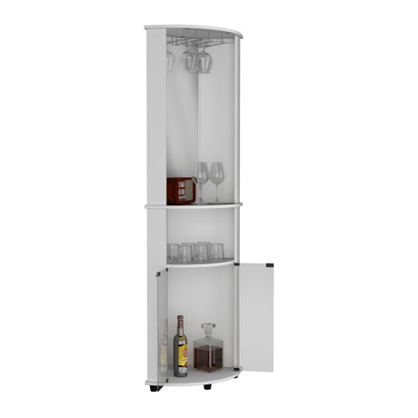 Bar Esquinero Chicago Blanco 45x189.9cm Con Colgador de Copas - Bares | Bylmo