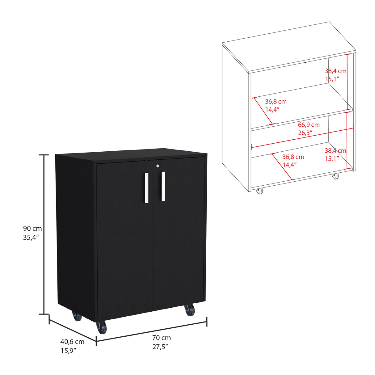 Mueble Auxiliar Basic Wengue 70x90cm con Ruedas - Barras y Muebles Auxiliares | Bylmo