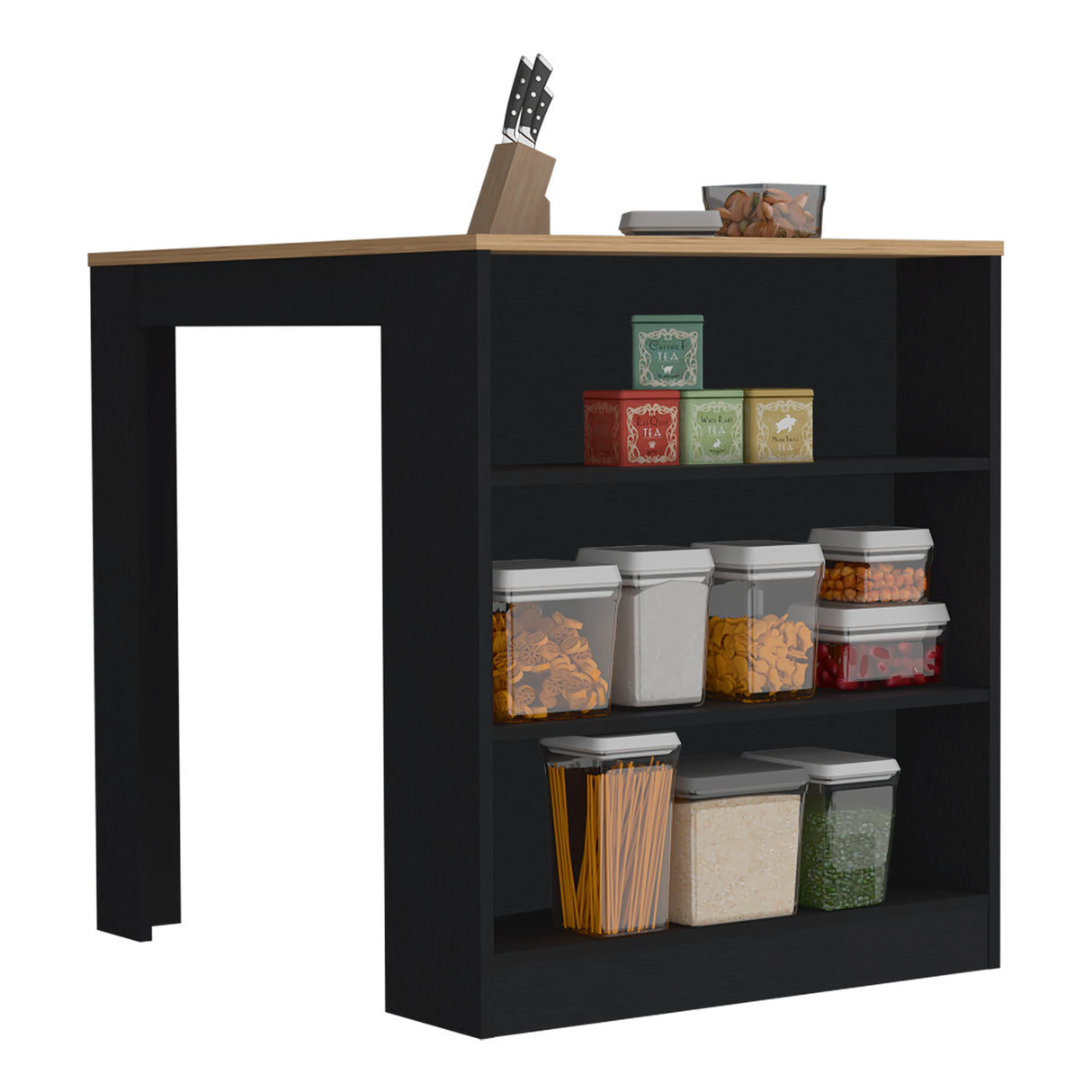 Isla de Cocina Tanna 79x91.3cm Wengue con Tres Entrepaños - Barras y Muebles Auxiliares | Bylmo