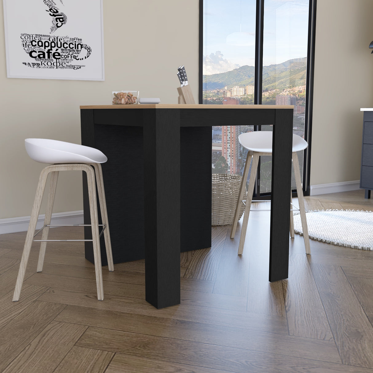 Isla de Cocina Tanna 79x91.3cm Wengue con Tres Entrepaños - Barras y Muebles Auxiliares | Bylmo