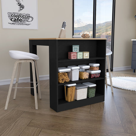 Isla de Cocina Tanna 79x91.3cm Wengue con Tres Entrepaños - Barras y Muebles Auxiliares | Bylmo