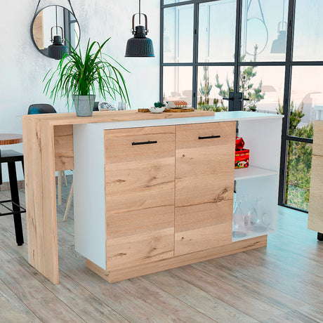 Isla de Cocina Sicilia 150x90cm Duna con Entrepaños - Barras y Muebles Auxiliares | Bylmo