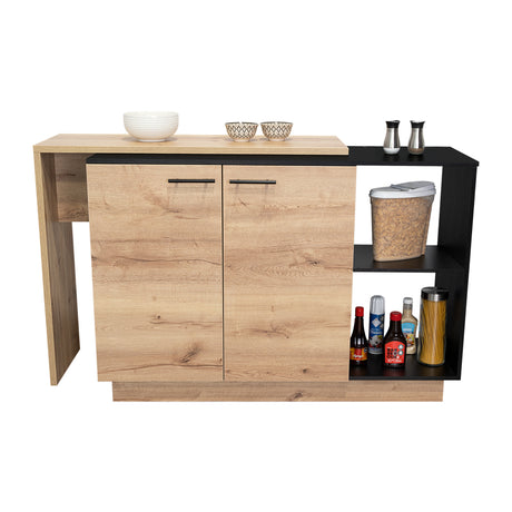 Isla de Cocina Sicilia 150x90cm Wengue con Entrepaños - Barras y Muebles Auxiliares | Bylmo