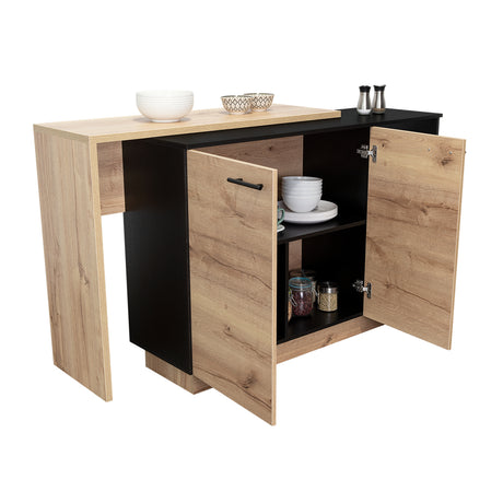 Isla de Cocina Sicilia 150x90cm Wengue con Entrepaños - Barras y Muebles Auxiliares | Bylmo