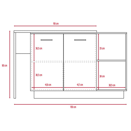 Isla de Cocina Sicilia 150x90cm Wengue con Entrepaños - Barras y Muebles Auxiliares | Bylmo