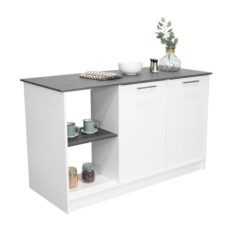 Isla de Cocina Juniper 150x90cm Onix Moderna con Entrepaños - Barras y Muebles Auxiliares | Bylmo