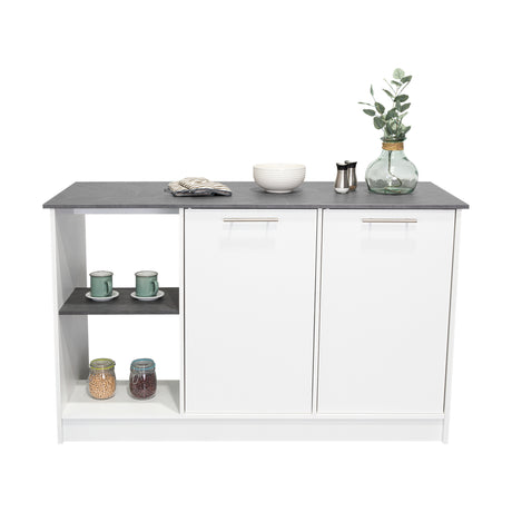 Isla de Cocina Juniper 150x90cm Onix Moderna con Entrepaños - Barras y Muebles Auxiliares | Bylmo