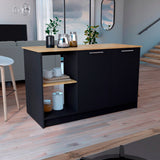 Isla de Cocina Juniper 150x90cm Wengue Moderna con 3 entrepaños - Barras y Muebles Auxiliares | Bylmo