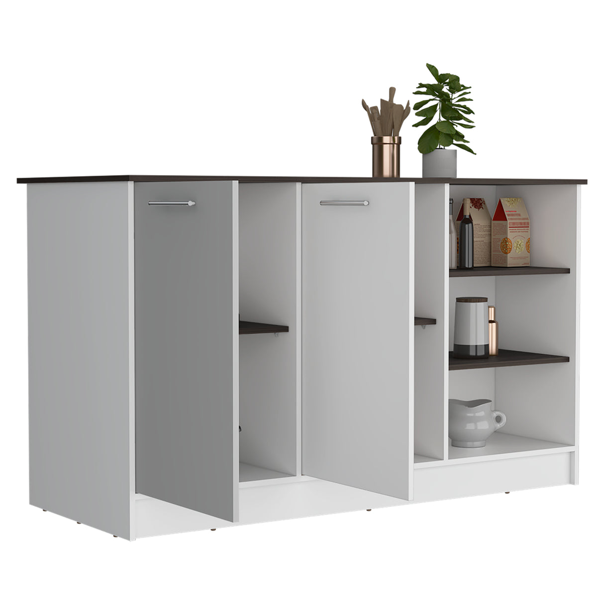 Isla de Cocina Ginger Blanco 150x90.6cm Diseño Moderno - Barras y Muebles Auxiliares | Bylmo