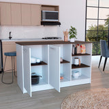 Isla de Cocina Ginger Blanco 150x90.6cm Diseño Moderno - Barras y Muebles Auxiliares | Bylmo