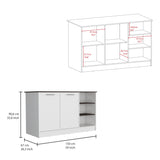Isla de Cocina Ginger Blanco 150x90.6cm Diseño Moderno - Barras y Muebles Auxiliares | Bylmo