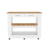 Isla de Cocina Cala 116.8x92.7cm Blanco con Entrepaño y Rodachinas - Barras y Muebles Auxiliares | Bylmo